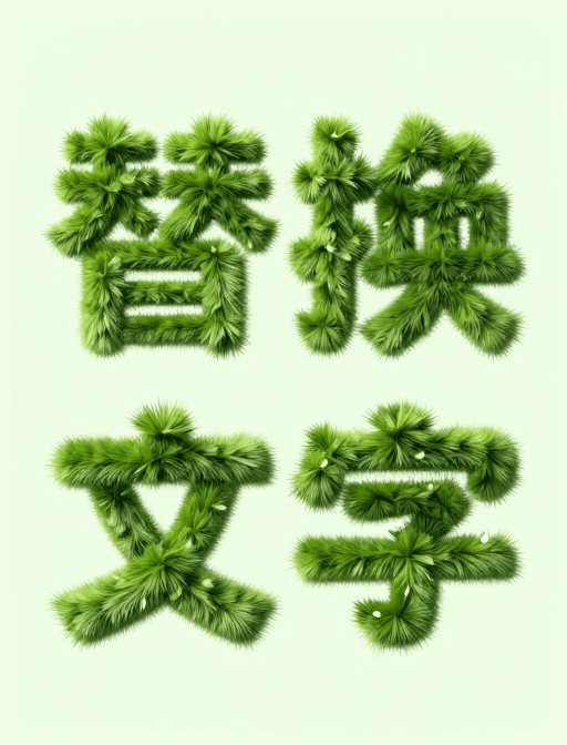 品牌推广素材：夏日绿意生机：毛茸茸字体创意海报