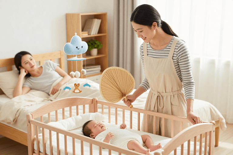 摄影写实素材：温馨母婴护理：母亲守护新生儿的宁静时光