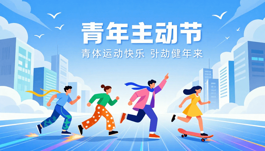 青春活力素材：动感都市青春速影·蓝调未来插画