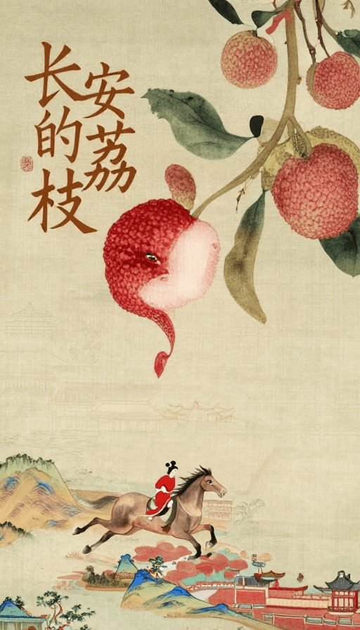 千里江山图素材：长安的荔枝：古风美人与千里江山图