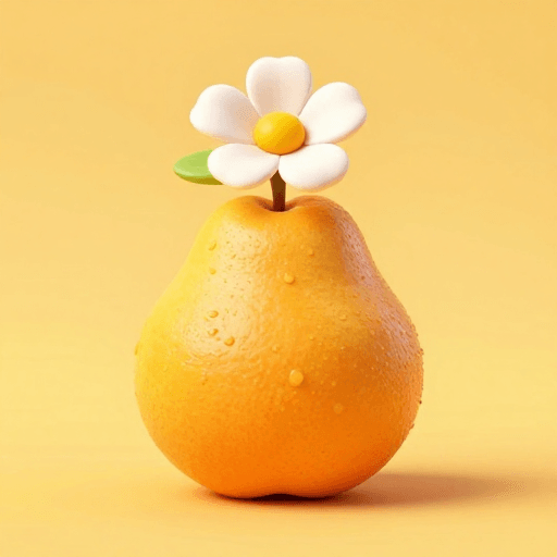 卡通设计素材：3D动感拟人水果与顶花创意插画