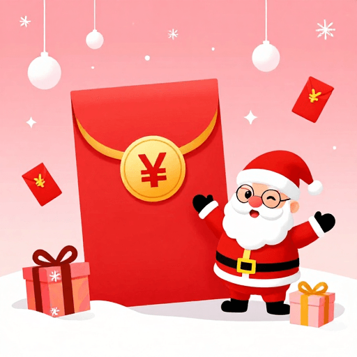 电商背景素材：喜庆冬令促销：红包与圣诞老人插画