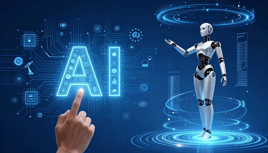 数字界面素材：未来科技蓝：AI交互与智能视觉界面