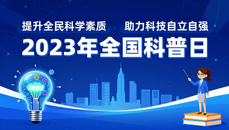 科技插画素材：2023全国科普日：科技赋能全民素质