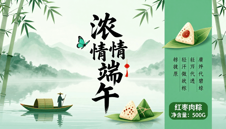 粽子元素素材：浓情端午 · 水墨国风海报