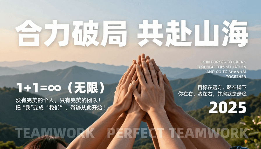 励志海报素材：携手共进 合力破局：团队共赢未来愿景图