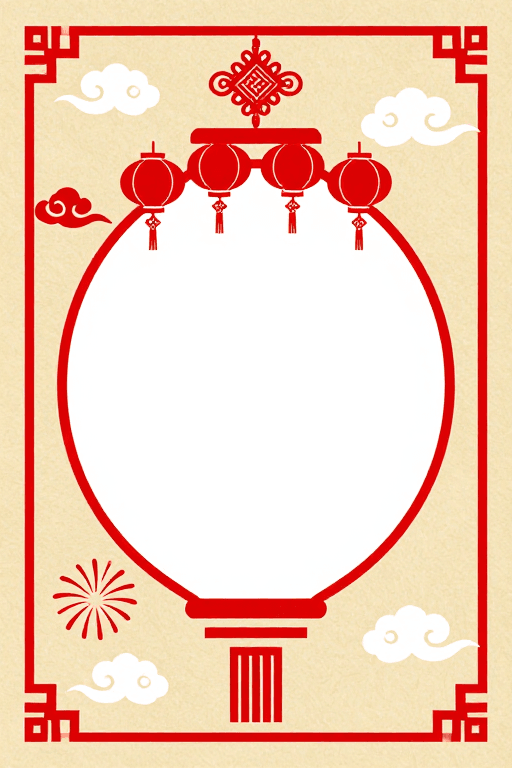 祥云纹样素材：经典中国剪纸春节喜庆灯笼背景图
