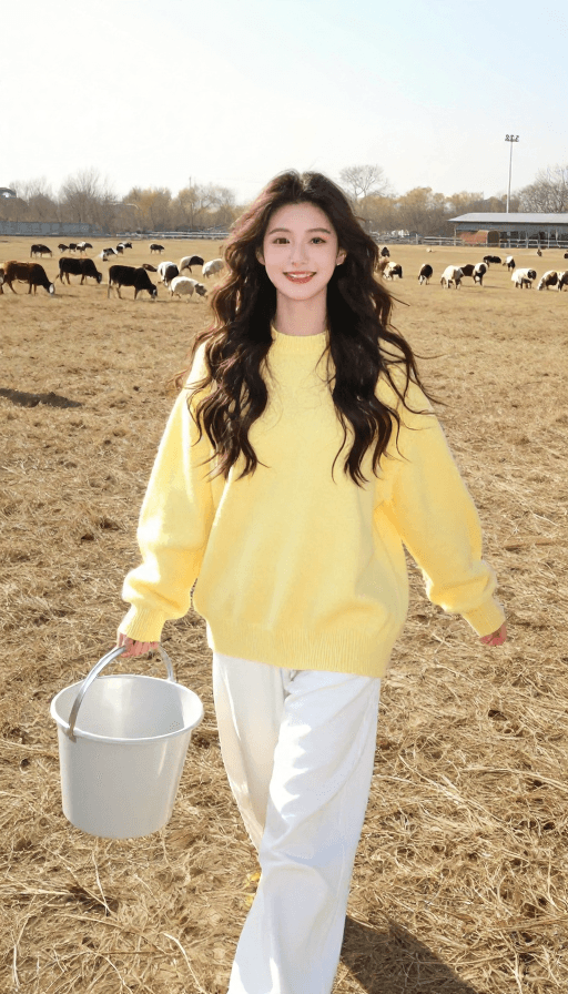 阳光摄影素材：阳光下的甜美少女：农场青春活力写真