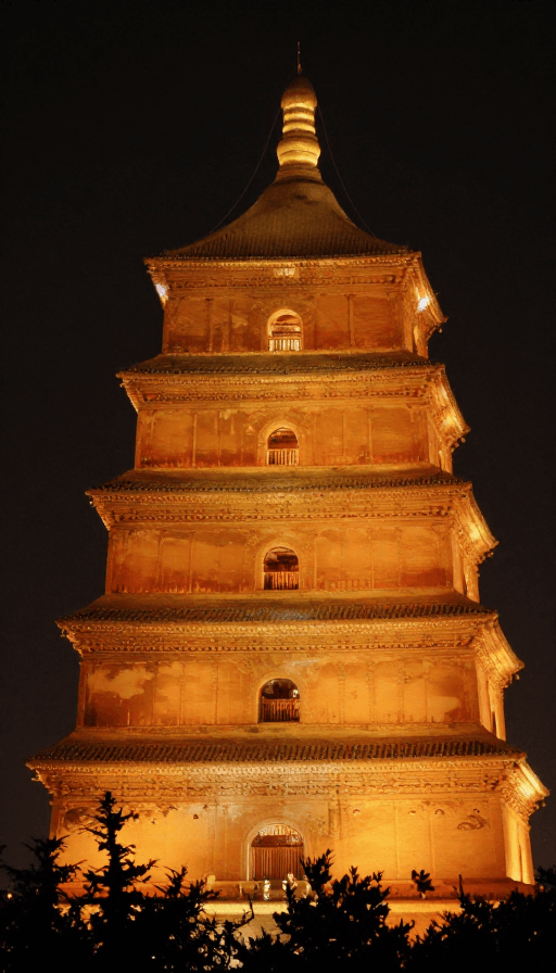 古建筑摄影素材：大唐盛世夜景：繁华夜市的辉煌时刻