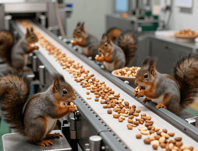 拟人化动物素材：超现工厂：松鼠与坚果的机械梦