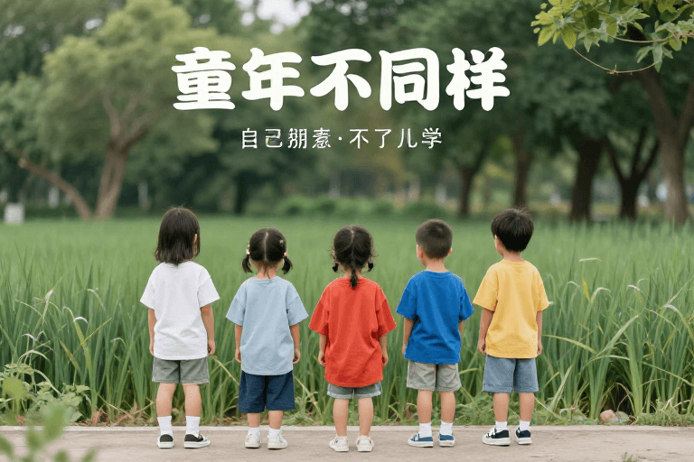 怀旧插画素材：童年多样记忆：不同时光的独特印记