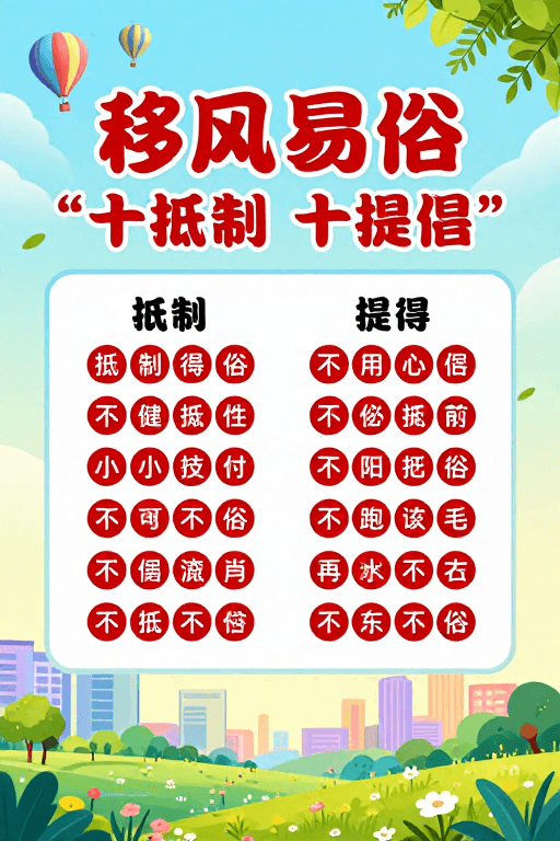 公益海报素材：移风易俗文明新风 清新明快公益海报