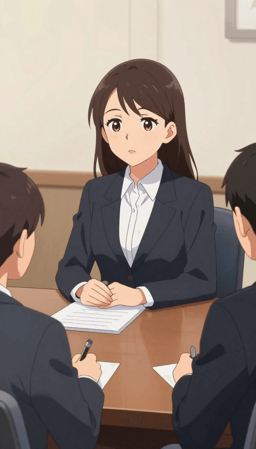 二次元插画素材：职场女性会议瞬间：治愈系二次元插画