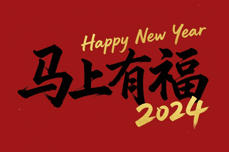 海报素材素材：春节书法贺岁：福运当头与中西融合的喜庆设计