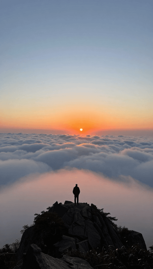 日出素材：群山之巅：晨曦初现的壮丽日出画卷