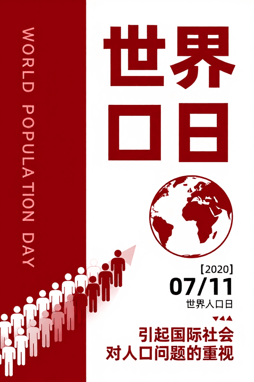 现代几何素材：世界人口日公益海报：现代几何极简设计