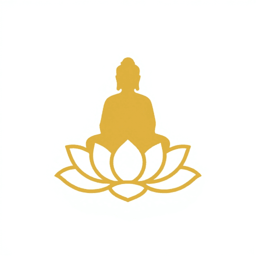 Logo设计素材：金色极简莲花佛像Logo设计