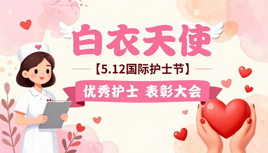 护士节素材：白衣天使：5.12护士节温馨表彰插画