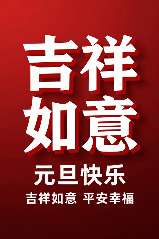 立体文字设计素材：元旦佳节 吉祥如意 立体文字艺术贺卡