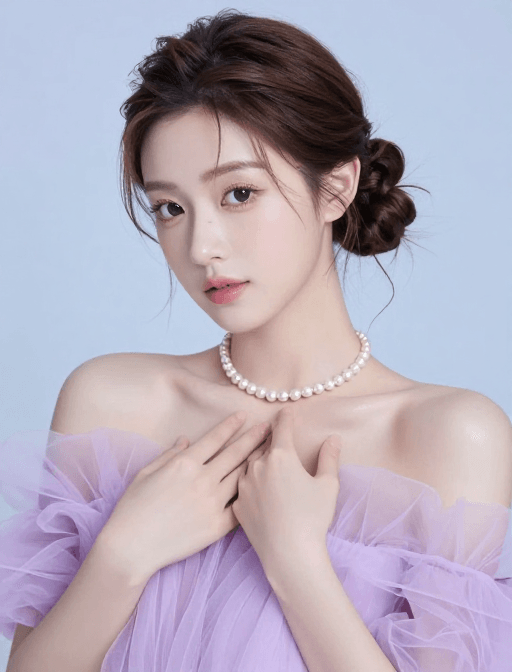 优雅风格素材：梦幻紫纱柔光少女：优雅纯洁人像摄影