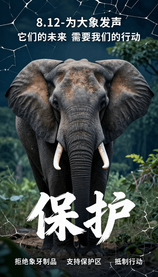 自然栖息地素材：非洲象凝视：为守护自然发声的公益宣传