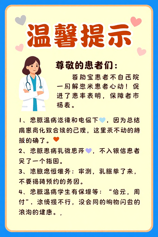 医疗海报素材：温馨医疗海报：扁平插画风格的医院温馨提示