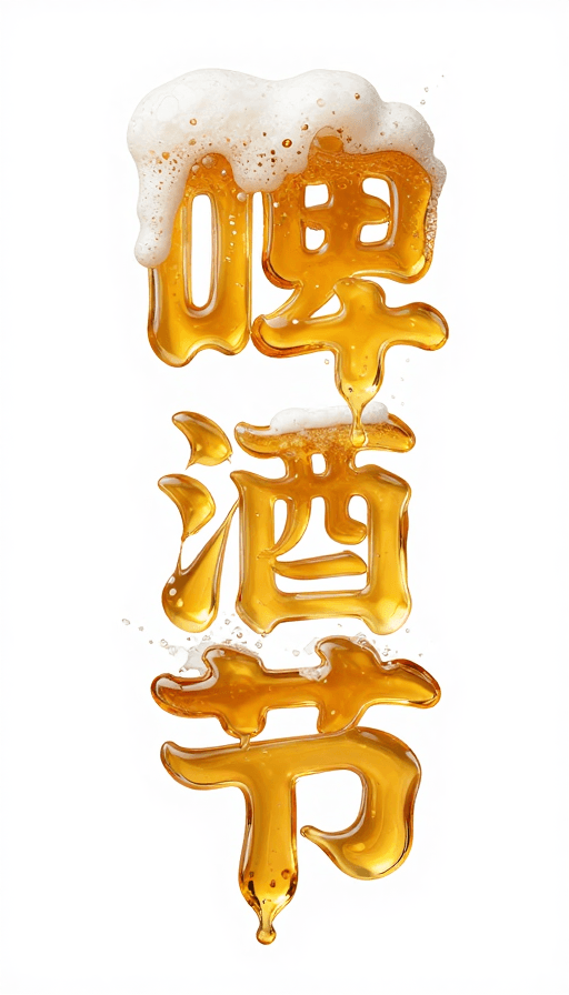 广告海报素材：狂放艺术：啤酒泡沫与流动液体创意字体设计