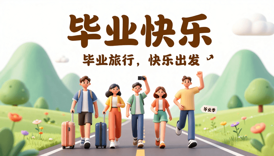运动模糊素材：毕业快乐旅行：青绿花海中的青春足迹