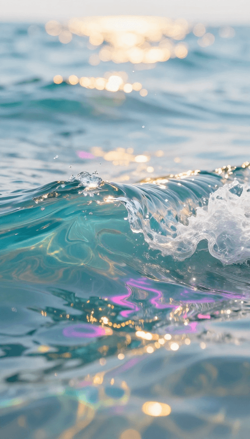 治愈风格素材：碧蓝海湾：光影交织的治愈瞬间
