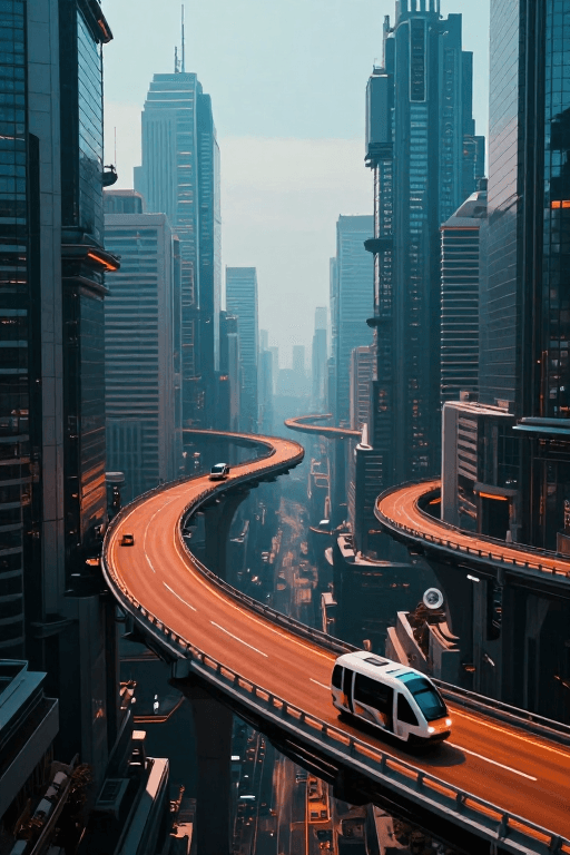 赛博朋克素材：科幻未来都市：赛博朋克超现实城市景观