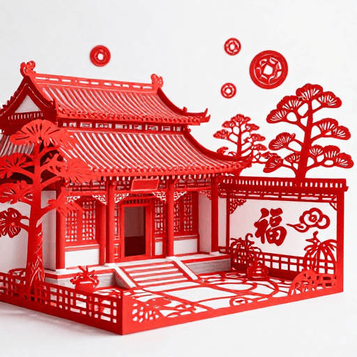 微缩摄影素材：非遗剪纸还原北京四合院，传统民俗的纸艺传奇