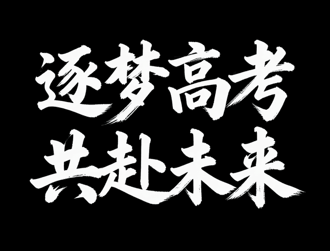 高考励志素材：逐梦高考书法作品：黑底白字气势磅礴的激励设计