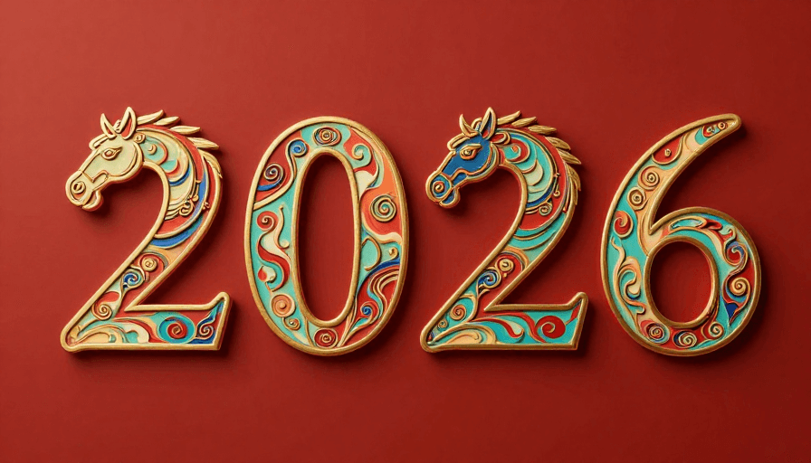 现代设计素材：2026数字艺术：敦煌纹饰与马首书法的国风水彩渲染