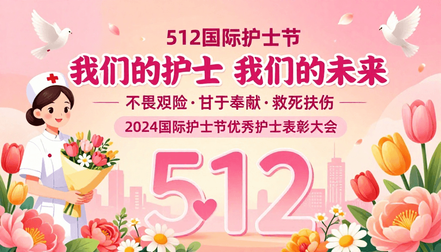 温馨插画素材：温暖守护：2024国际护士节优秀表彰大会