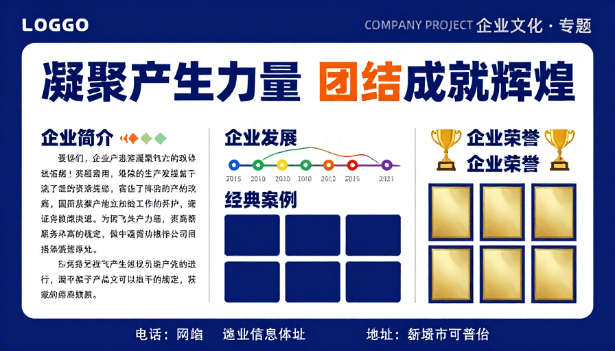 荣誉展示素材：凝聚力量 团结辉煌：现代企业文化宣传海报