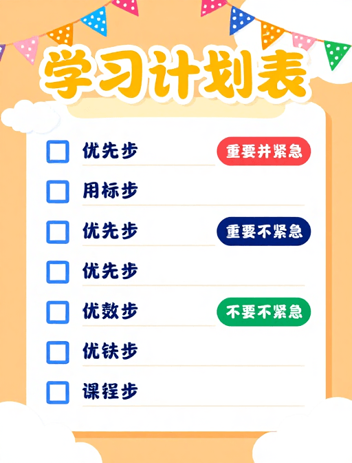 时间管理素材：橙色活力学习计划表：轻松高效的时间管理指南