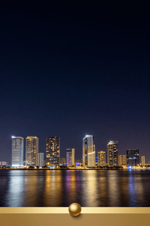 城市夜景素材：现代都市璀璨夜景：轻奢商务数字艺术渲染