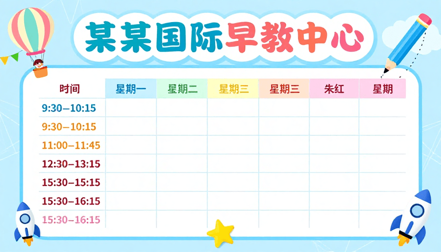 清新设计素材：童趣早教课程表 清新活泼设计风