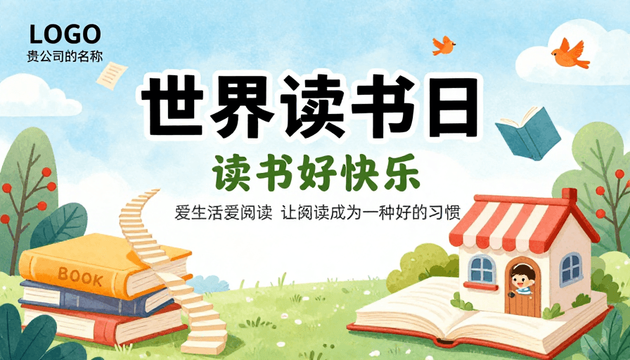 插画风素材：世界读书日：温馨童趣下的阅读盛宴