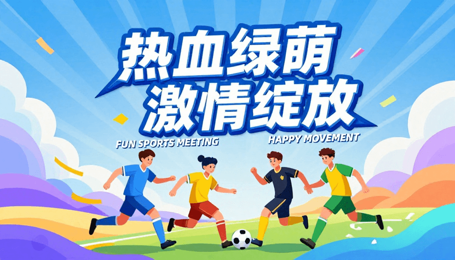 动态姿势素材：热血绿茵场：青春卡通运动活力海报