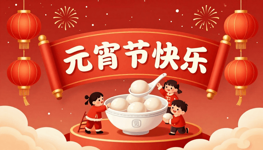 家庭互动素材：元宵喜乐 · 国潮喜庆插画海报