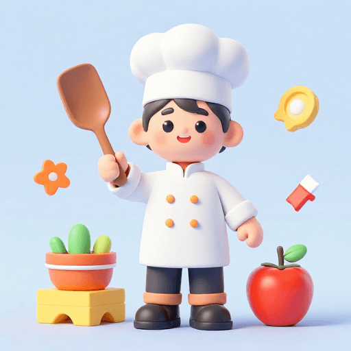 五一劳动节素材：可爱3D厨师：五一劳动节的活力象征