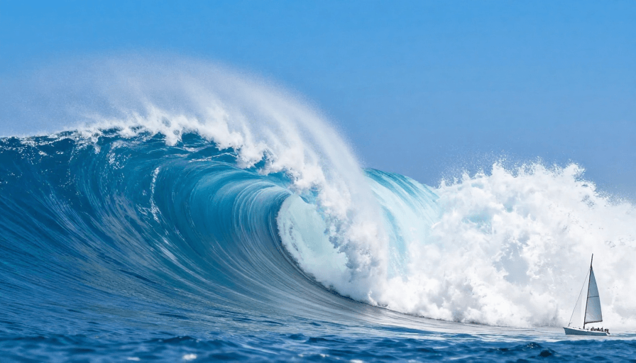 动态海浪素材：蔚蓝海浪与帆船：动态探索艺术的视觉盛宴