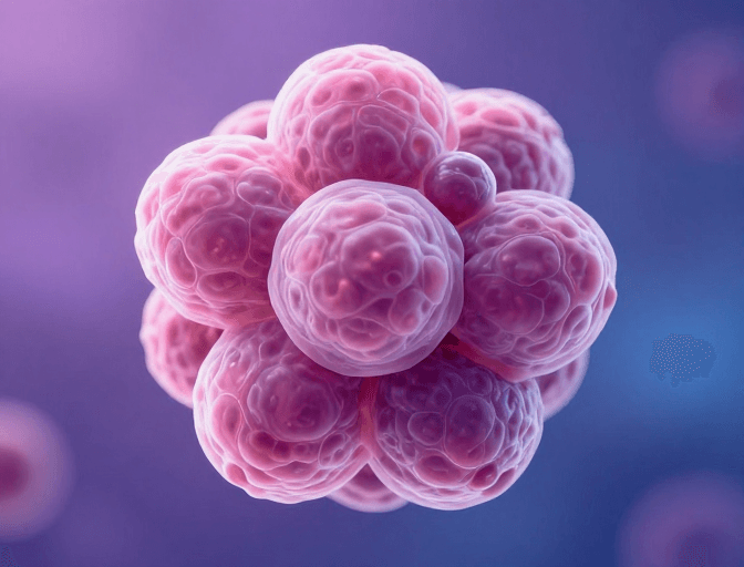 微观生物素材：粉紫细胞囊胚：微观生物结构摄影