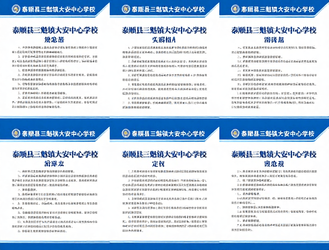校园宣传素材：泰顺县三魁镇大安中心学校制度规范蓝白科技海报