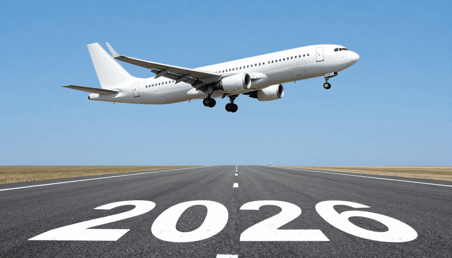 企业形象素材：2026年商务飞行愿景：蓝天与数字的简约融合