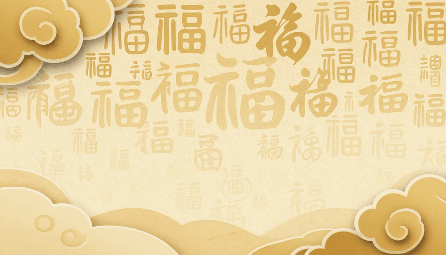福字文化素材：金祥福韵：典雅中式吉祥背景设计