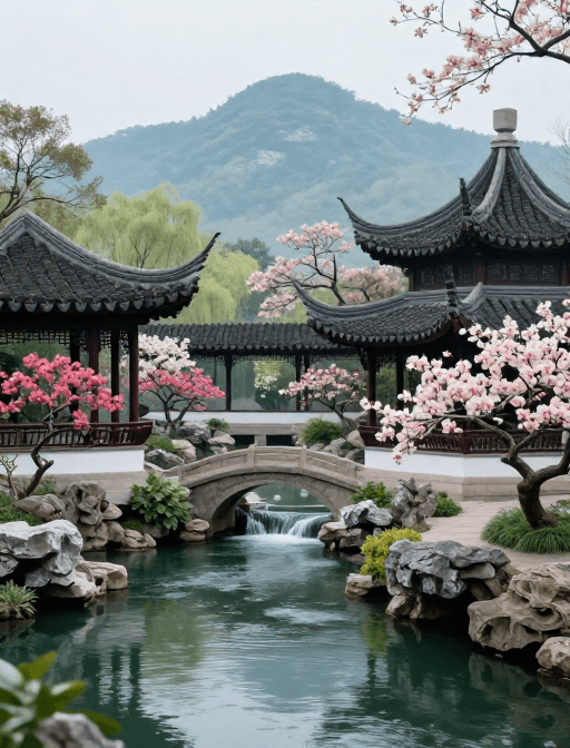 山水画素材：中国风绝美园林山水画卷