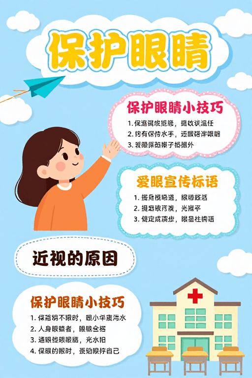 公益海报素材：童趣守护光明：儿童护眼健康宣传海报