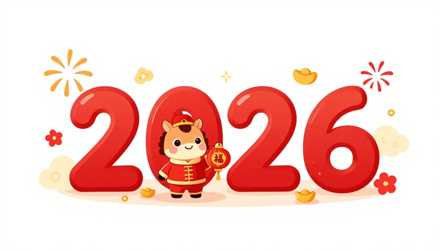 2026年素材：2026新春祝福：卡通马持福灯，喜气洋洋